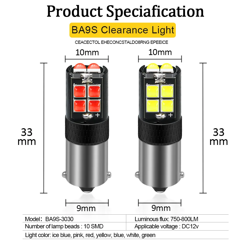 2pcs H21w Bay9s Ba9s Led T4w Bax9s H6w Led Bulb T2w T3w H5w Interior Car  License Plate Light Auto Lamp White 12v Red Yellow Blue - Signal Lamp -  AliExpress