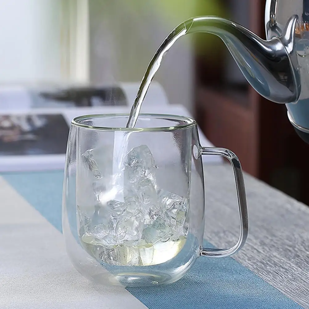 1Pcs Glass Water Cup Heat-resistant Transparent Clear Double Wall Coffee Tea Insulated Mug Drinkware | Дом и сад
