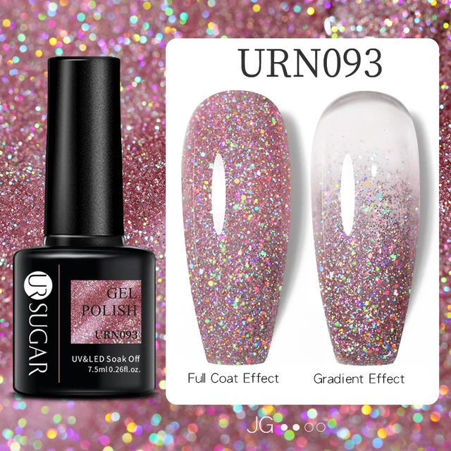 UR SUGAR 7.5ml Pink Reflective Glitter Gel Nail Polish Silver Purple Sequins Soak Off UV Gel Nail Art Manicuring Nail Gel URN093
