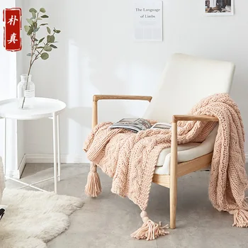 

New handmade hemp flower su blanket knitted line photo props sofa cover