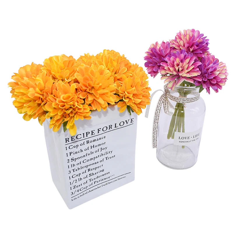 6 шт./Букет искусственных шелковые хризантемы, цветок, имитирующий фиолетовые гортензии, венок, украшение для дома, свадебные цветы для невесты