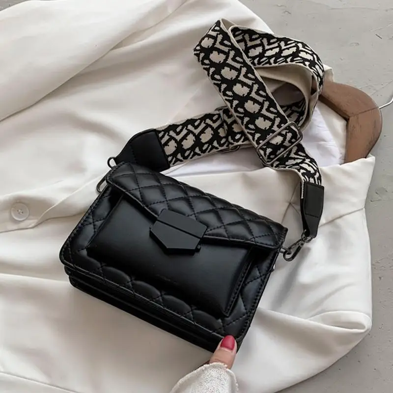 New Fashion Luxury Women Handbags Wide Shoulder Strap Bag Crossbody Bags Chain Rhombus PU Leather bag accessories leather handbag women handbags crossbody bags