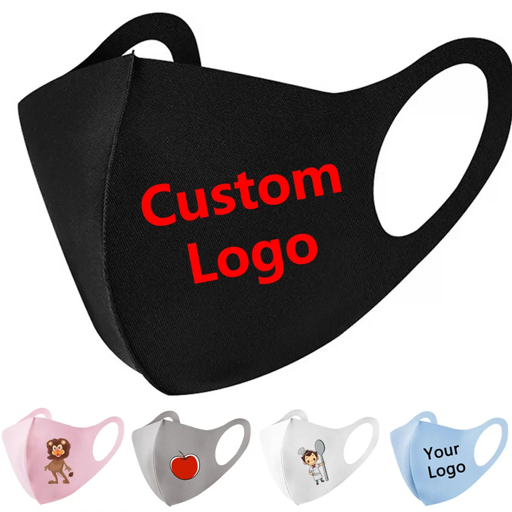 Adult Kids Custom Mask Anti Dust Reusable Washable White Black Fabric Face Masks Children Breathable Ice Silk Cloth Mouth Caps | Аксессуары