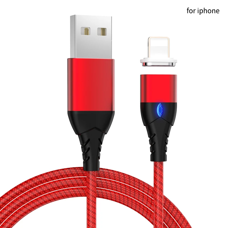 Кабель Micro USB, магнитное зарядное устройство, 1,5 м, для iPhone, samsung, Android, быстрая зарядка, магнитный кабель usb type-C, шнур для мобильного телефона - Цвет: Red for light