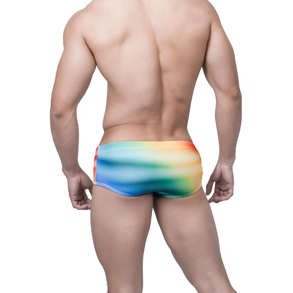 Summer Mens Swimming Trunks Sexy Low Waist Beach Board Surfing Swimwear Gradient Fashion Male Sport Quick Dry Bathing Swimsuits