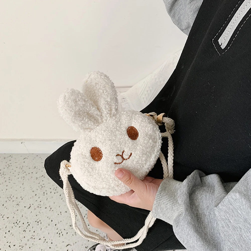 Милая плюшевая сумка через плечо с рисунком кролика для маленьких девочек