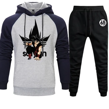

Autumn Winter 2020 Mens Sets Hoodies Pants 2 Pieces Tracksuit Brand Men Hoodie Dragon Ball Sweatpants Casual Pant Sportswear