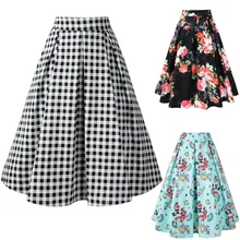 Хлопковая черная юбка женская s сексуальная миди летняя юбка цветочный узор в горошек черный синий размера плюс высокая талия клетчатая Женская юбка