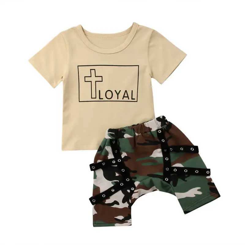 Летняя одежда для новорожденных мальчиков из 2 предметов, топы, футболка, короткие штаны, комплект одежды