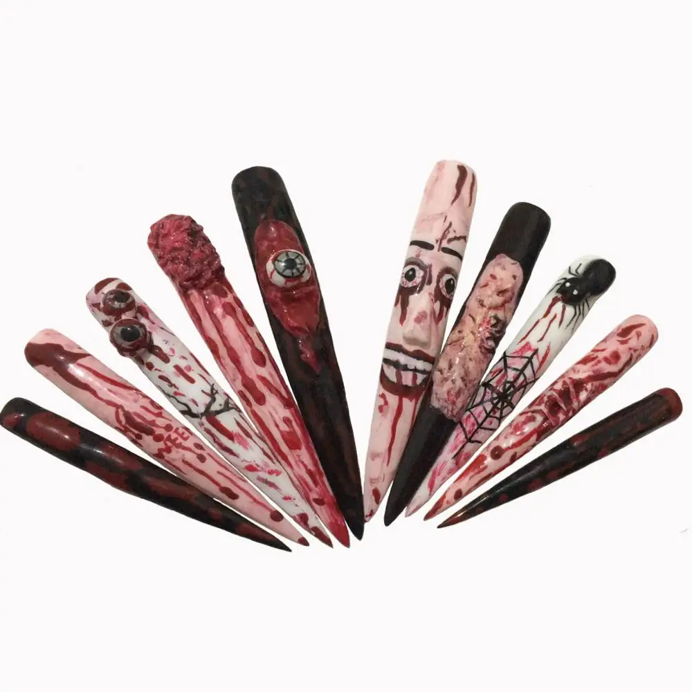 

Halloween Nail Art Sticker Nails Foil Manicure Decoration Big eyes Bloody horror spider's web Nail finished product Decor Wraps