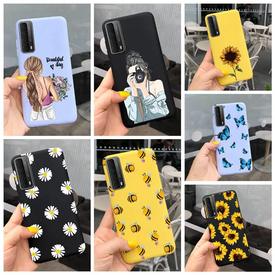 For Huawei P smart 2021 Case PPA-LX2 Soft SIlicone TPU Back Cover Psmart Phone Cases 6.67'' Flower Covers Fundas | Мобильные