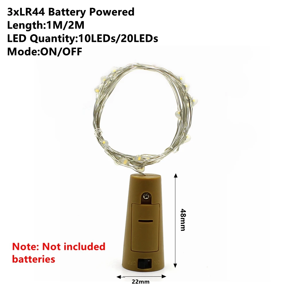 LR44 Battery 1/2/5/10/20 м светодиодный строка светильник s Рождественский Сказочный фон светильник s Светодиодные ленты ночной Светильник Свадебные Рождественская гирлянда вечерние год украшения - Испускаемый цвет: LR44 Battery