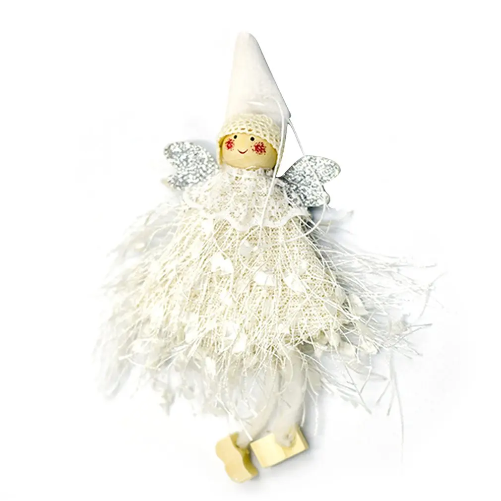 

Cute Wool Angel Doll Hanging Hangings Christmas Tree Decoration Wool Doll Multicolor Lace Shawl And Hat
