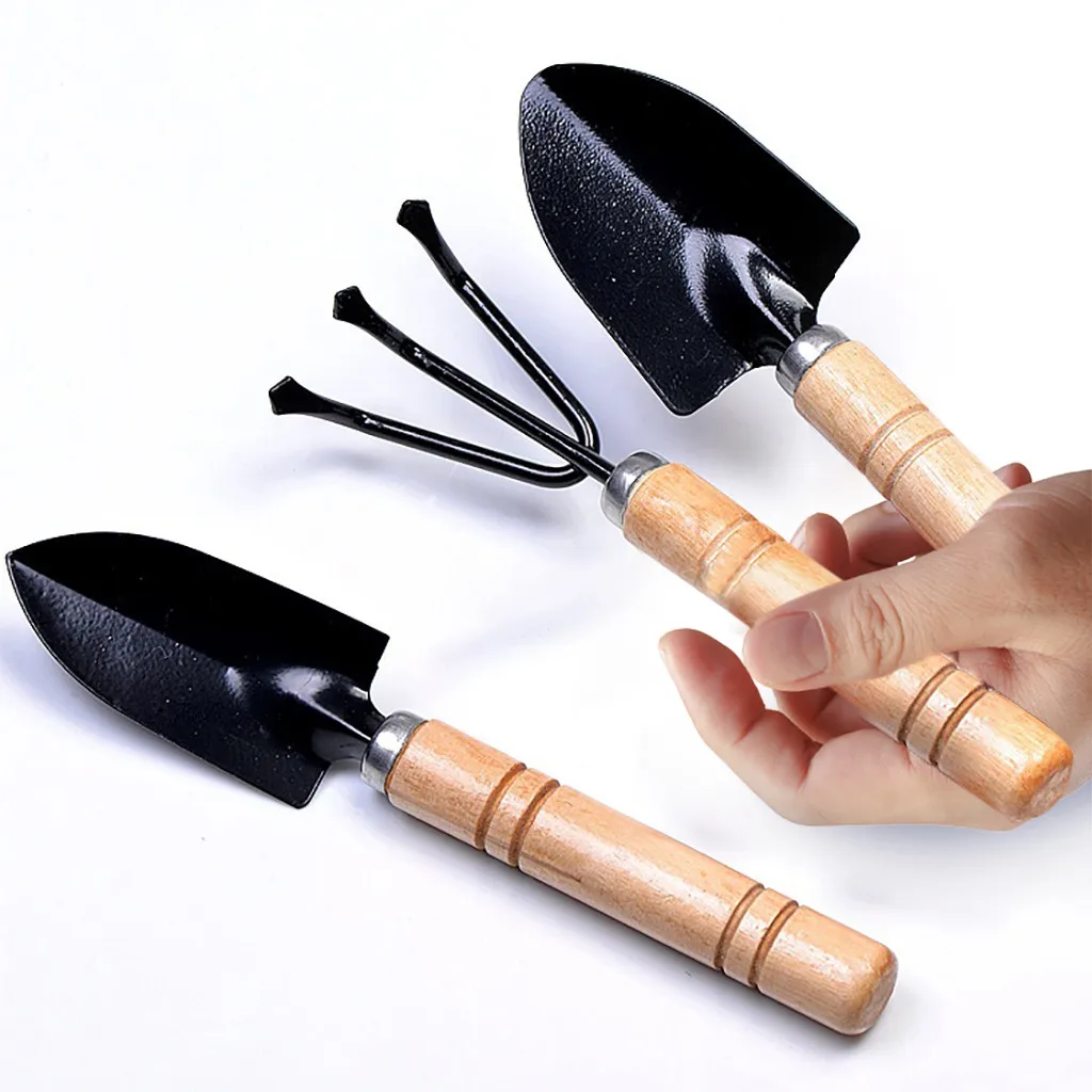 3pcs Mini Shovel Rake Garden Plant Tool Set With Wooden Handle Gardening Tools Children Small Harrow Spade |