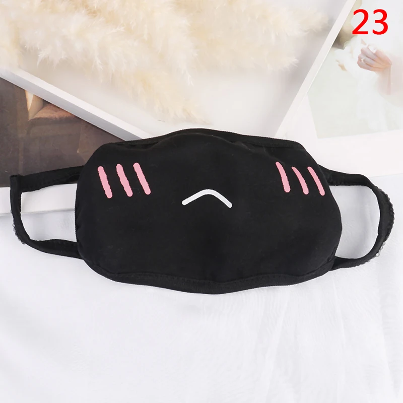 1PC Black Anti-Dust Cotton Masks Cute Bear Anime Cartoon Mouth Mask Kpop Teeth Mouth Muffle Face Mouth Masks Women Men - Цвет: 1pc as shown