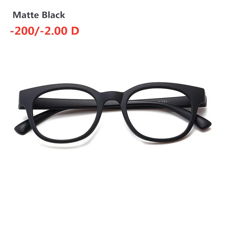 8 цветов ретро круглые очки для глаз мужские и женские ультрасветлые при миопии очки при близорукости очки готовые-1-1,5-2-2,5-3-3,5-4 - Цвет оправы: MatteBlack Myopia200