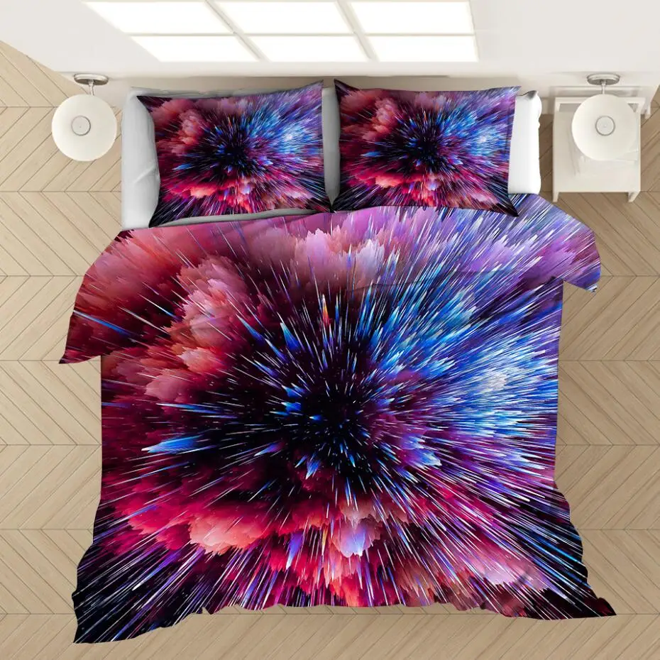 3D Принт Галактика Вселенная Комплект постельного белья для мальчика-подростка синее звездное небо на молнии пододеяльник плоский лист с 2 наволочками 3 шт