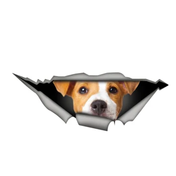 

13cm X 5cm Personality Car Stickers Jack Russell Terrier Pet 3D PVC Decal Motorcycle Car Window Accessories