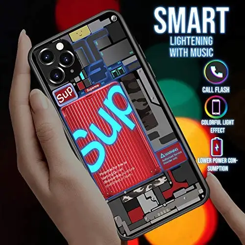 

Suitable for iphone11 Case Glass shell 11promax call flash sound control light phone case For iphone 11 Pro Case 11 Pro Max Case