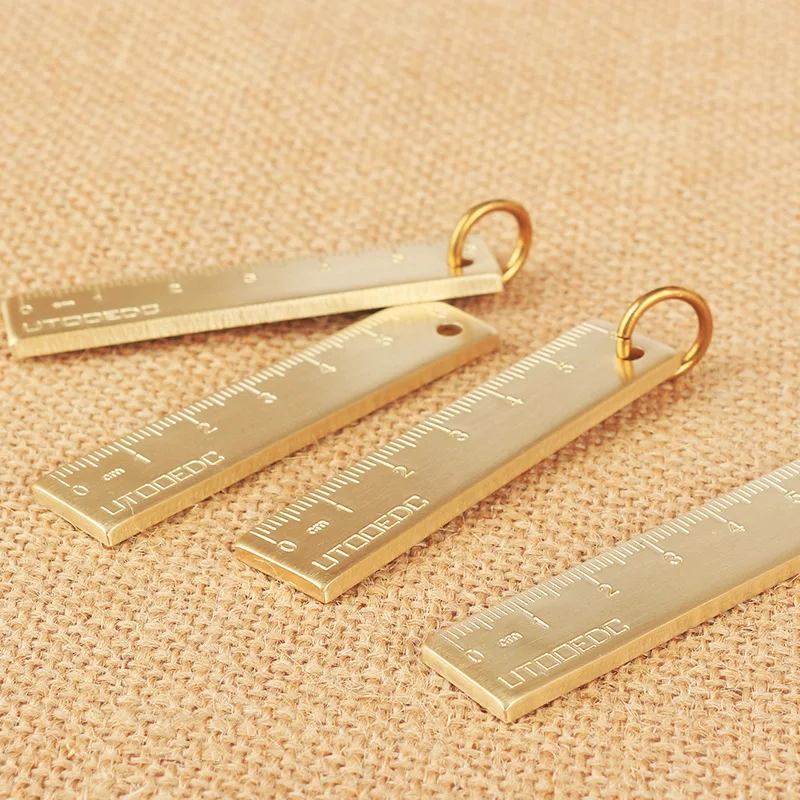 

6cm Small tong chi 3mm Thick Brass Metal Straight Ruler Copper Key Pendant Number Plate Logo Customizable