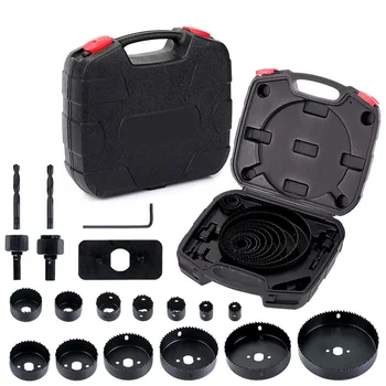 

Hole Saw Set 17 Pcs with 13Pcs Saw Blades, 2 Mandrels and Drill Bits, 1 Installation Plate, 1 Hex Key, Max Size 6inch Min Size 3