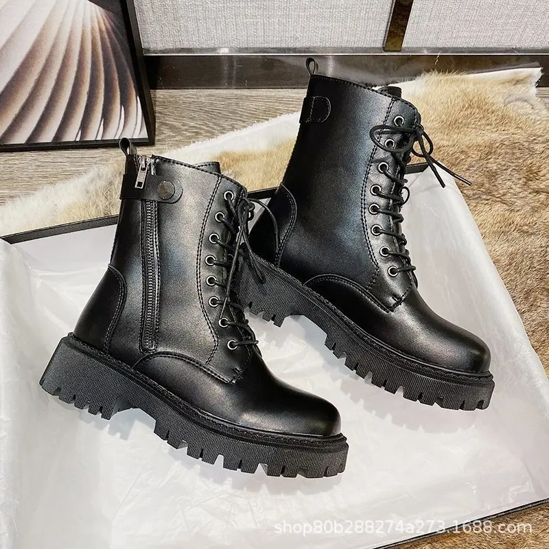 A14 Thick-soled Martin boots women's British leather 2020 new boots children's feet small motorcycle short boots.