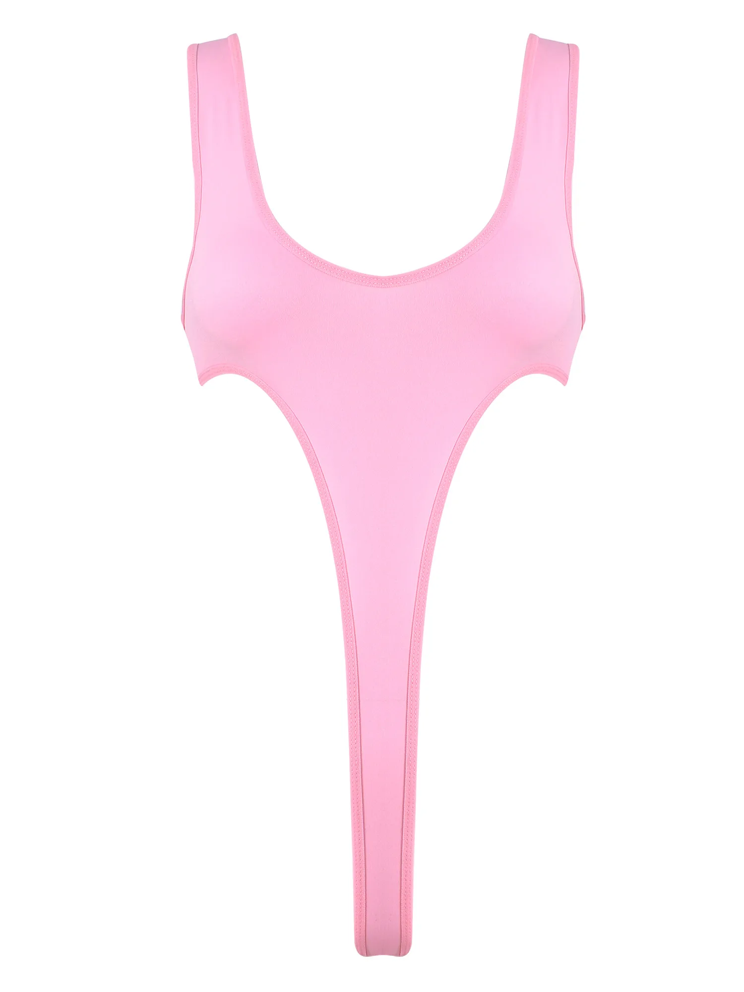 Women Solid Color One-piece Swimsuit Scoop Neck Sleeveless Bodysuit High Cut Backless Leotard Swimwear Sportswear Pool Party women sport swimsuits women swim dresses women bodysuits