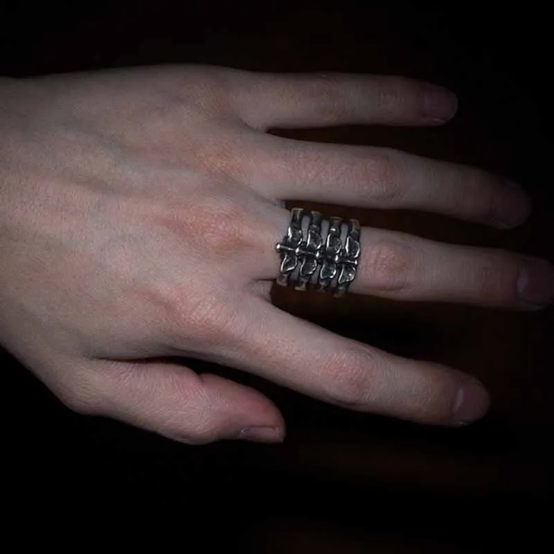 Fashion Popular Creative Rock Hip Hop Retro Simple Fish Bone Men and Women Universal Ring Birthday Gift Party Jewelry