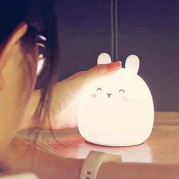 

LED Remote Sensor Cute Rabbit Lamp Children's Nightlight Baby Sleeping Lamp Baby Silicone Tap Control Touch Sensor Light C05