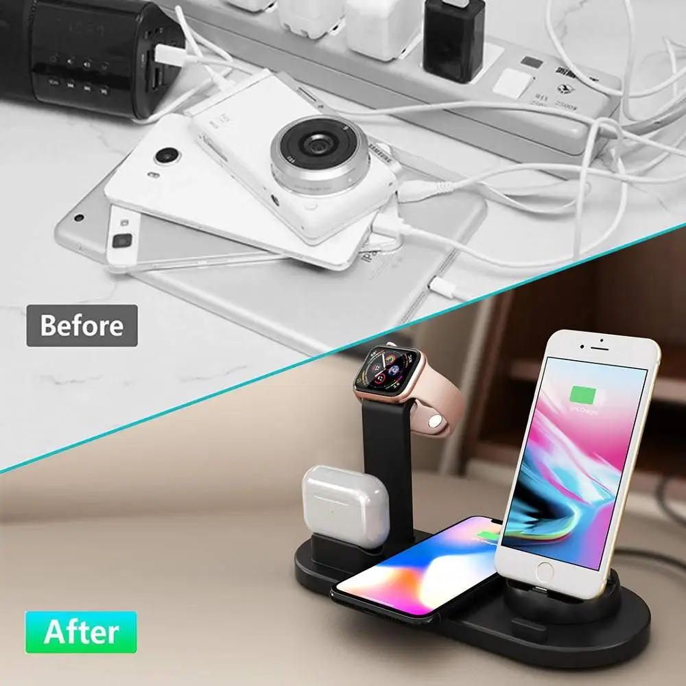 Беспроводное зарядное устройство 3 в 1 для iPhone 11 Pro Samsung S20 S10 Qi док станция быстрой