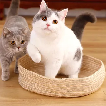 

LISM Cat House Pet Dog Bed Mat Kennel Cushion Summer Cat Bed Nest Bed For Cats Scratching Board Braided Rope House For Cat Suppl