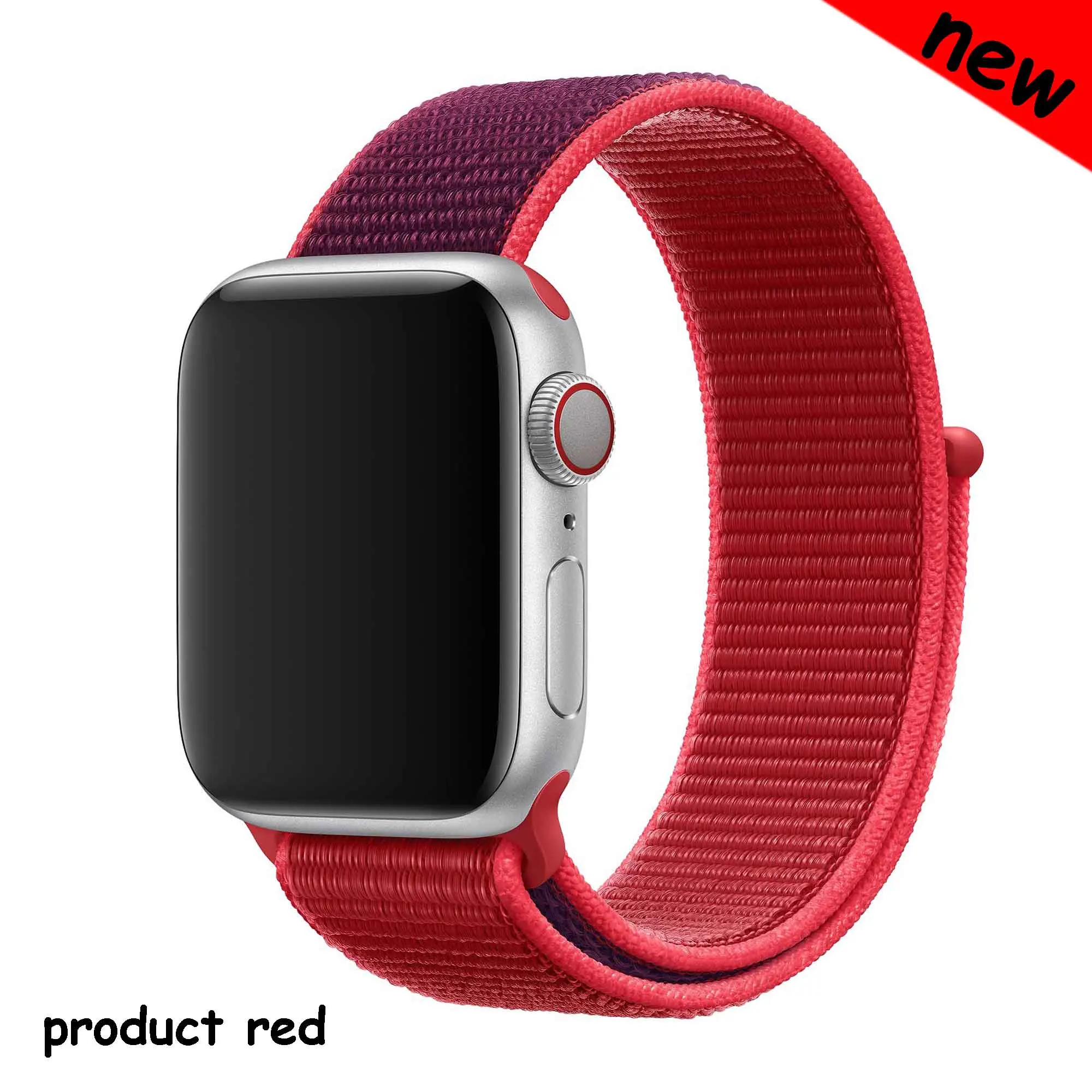 product red Нейлоновый ремешок для apple watch группа 4/5 44 мм/40 мм, correa apple watch 3 42 мм/38 мм iwatch серии 5/4/3/2 разноцветный коннектор ремешок для часов - Цвет ремешка: product red