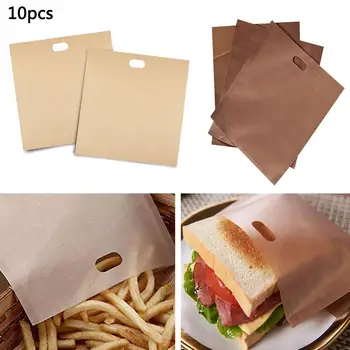 

10pcs Toaster Bags Non-stick Teflon Bread Bags Toasting Accessories Cooking Bag 20*22cm For Grilled Cheese Sandwiches