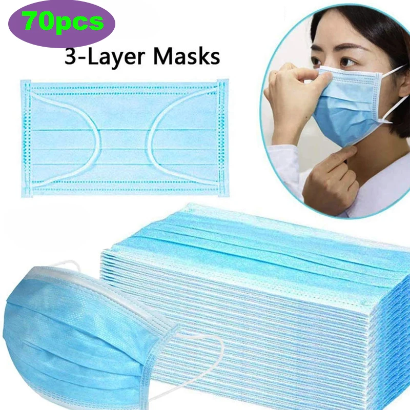 

70 PCs Protective Mask Non-woven Dust Mask Thickened Disposable Mouth Mask Features as KF94 FFP2