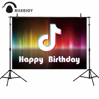 

Allenjoy Tok Tik Photography Backdrops Musical Symbol Beating Audio Photo Studio Happy Birthday Colorful Photophone Disco Banner