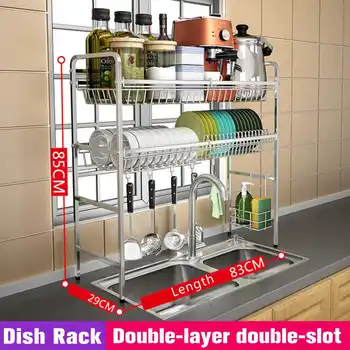 

Double Layer Stainless Steel Dish Rack Sink Drainer Rack Kitchen Rack Kitchen Shelf Organizer Utensils Holder Bowl Dish Drainer