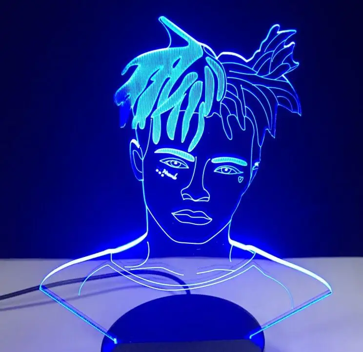 The Raper Singer XXX Tentacion рисунок 3D иллюзия Лампа украшения ночные светильники Jahseh Dwayne Ricardo Onfroy Вентилятор Сувенир подарки - Испускаемый цвет: 3525