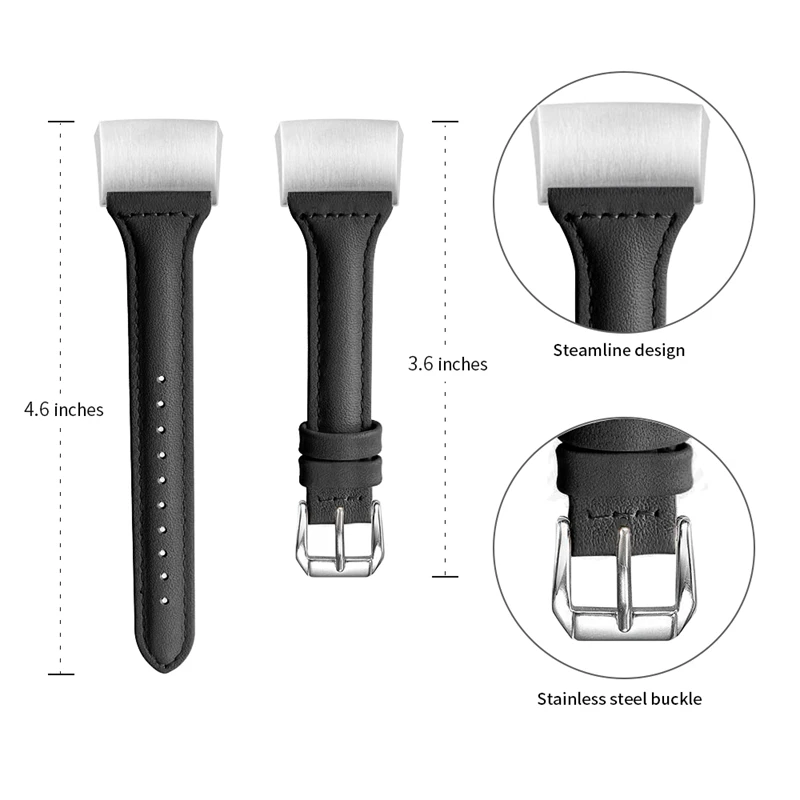 black 2 OULUCCI металлический сетчатый ремешок с петлей, для браслета Fitbit charge 2 кожаный ремешок для Fitbit charge, 3 ремешка, умный браслет для мужчин и женщин - Цвет: black 2