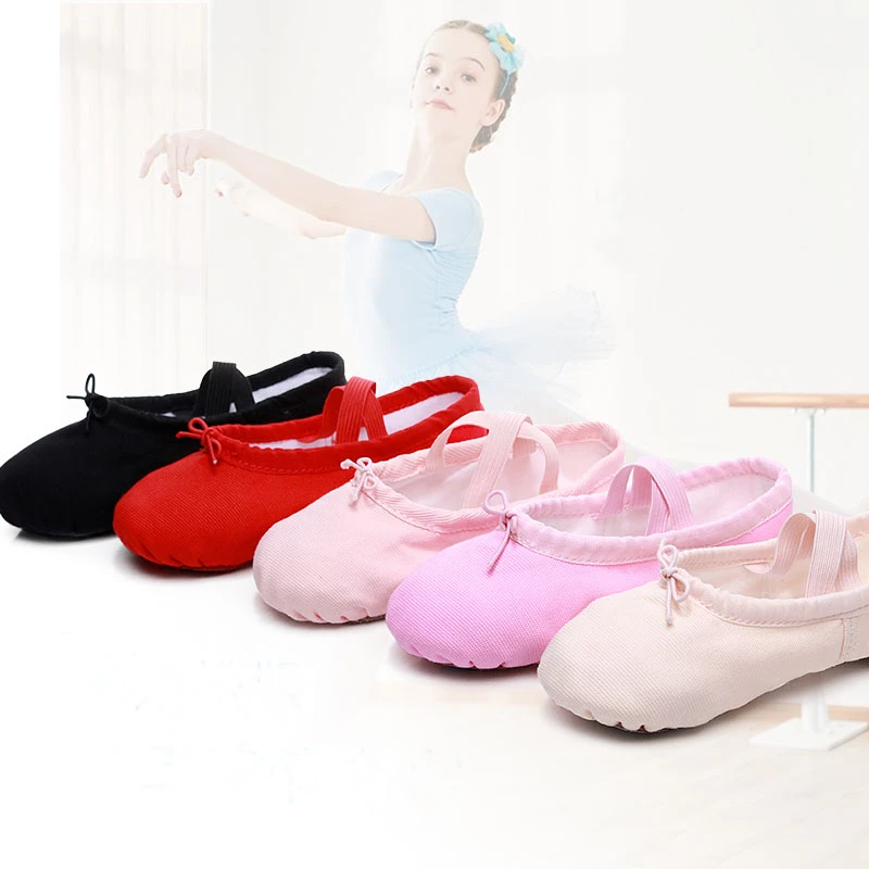 Zapatillas de Ballet para mujer, zapatos planos para niña y zapatillas profesionales de punta, calzado de lona rosa y roja| | - AliExpress