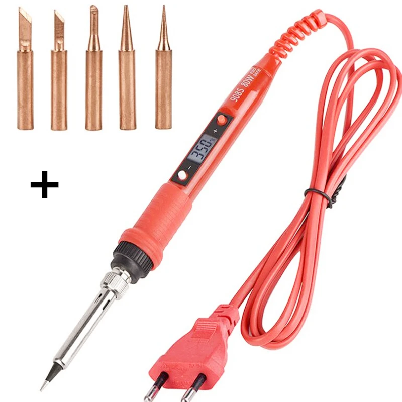 220V-80W-Digital-display-EU-Adjustable-Temperature-Electric-Soldering-Iron-with-6-Welding-tip-free-shipping