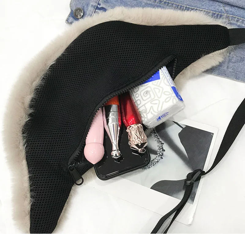 Плюшевая поясная сумка для женщин 2019 зимняя сумка с нагрудным ремнем из искусственного меха Большая вместительная поясная сумка модные