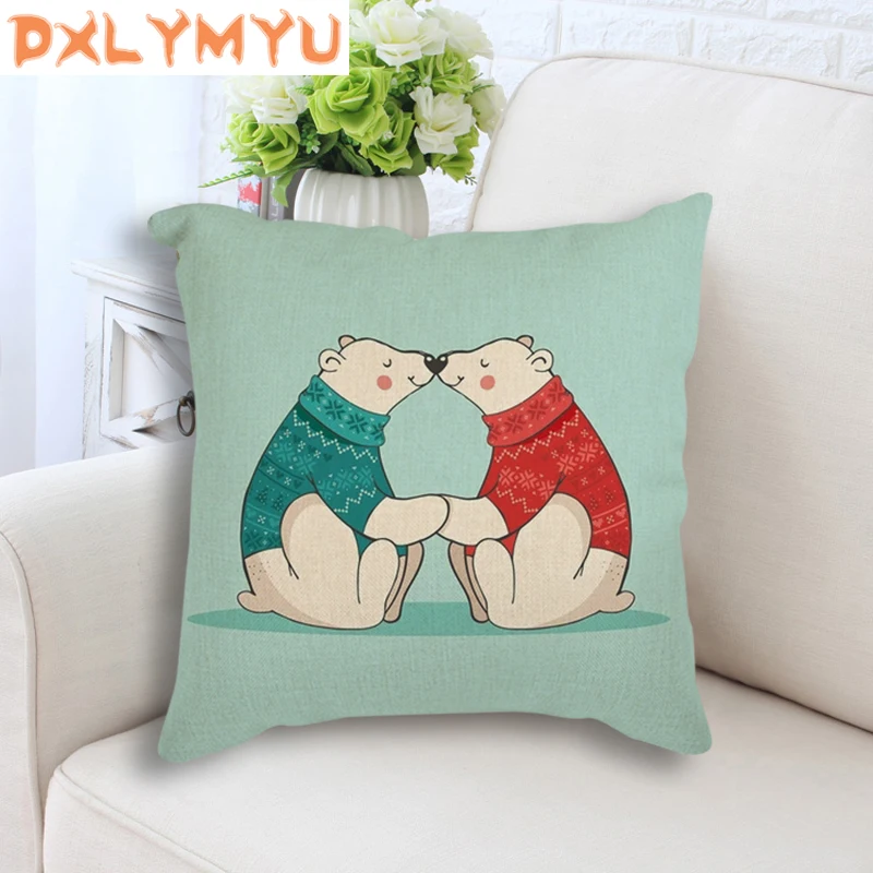 Nordic Cushion Cover Bear Family Love Quotes Print Pillowcase Cartoon Animal Throw Pillow for Sofa Home Decor | Дом и сад