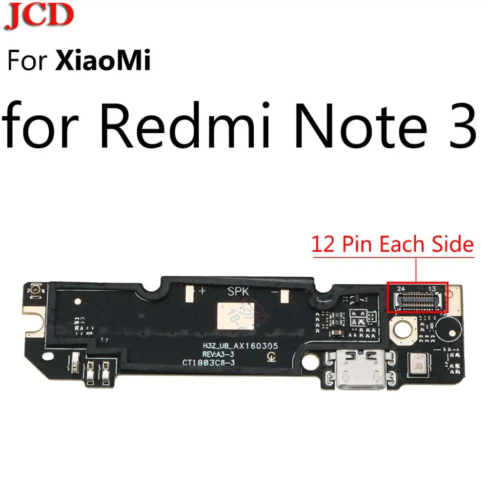 JCD 2 шт. USB разъем зарядного устройства Разъем Порт док-станция гибкий кабель для Xiaomi для Redmi 2 2A 3S 4A 4X 5A Note4X Global 4 Note 3 Pro 5A - Color: For Redmi Note 3
