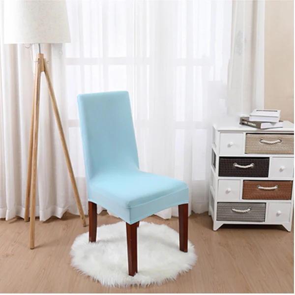 Sky Blue Роскошные Однотонные эластичные Чехлы для обеденных стульев из спандекса, чехлы для гостиной, дома, вечерние, свадебные, декоративные чехлы для стульев - Цвет: Sky Blue