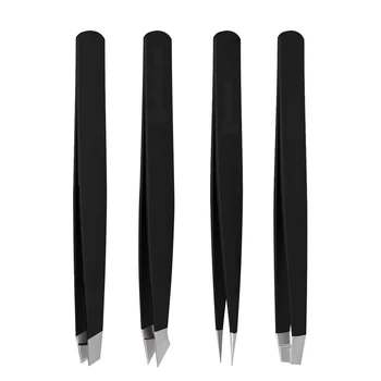 

Eyebrow Tweezer Set - 4-Piece Daily Beauty Tools for Hair Removal,Best Precision (Black)