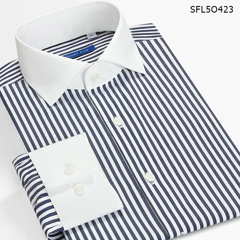 SFL5O423 striped Smart Five pacch полосатая Мужская рубашка с длинным рукавом приталенная английская виндзорская рубашка с воротником официальная деловая осень - Цвет: SFL5O423 striped