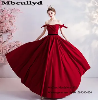 

Mbcullyd Red Satin Turkish Prom Dresses Long 2020 Sexy Off Shoulder Imported Evening Dress Cheap Plus Size robe dubai soiree