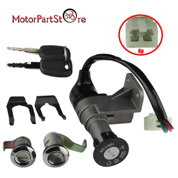 

4 Wire Key Ignition Switch Set for 49cc 50cc 110cc 150cc 250cc Chinese Moped Scooter Parts Locking Gas Cap Group D10