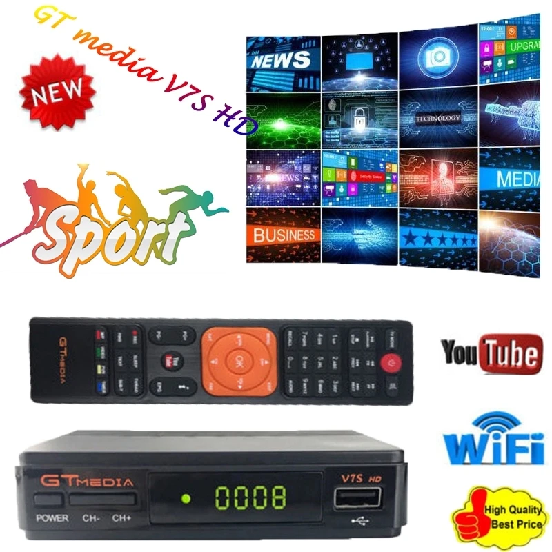 

Original GT media V7S HD HD satellite receiver DVB-S2 V7S Full HD USB 2.0 DC 12V / 1.2A high quality +1 USB WIF Device DVB-S2
