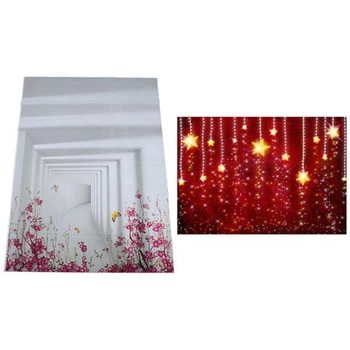 

5X7FT White Background Photography White Studio Cloth Flower Rattan & 5X3Ft Backdrop Background Shiny Gold Stars